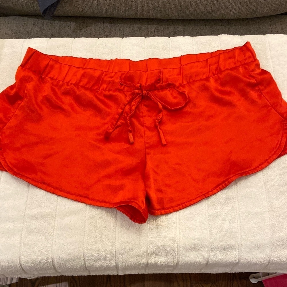 Red satin shorts lasenza good condition​​​​​​